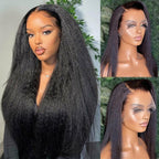 Kinky Straight Wig Preplucked 13x4 13x6 HD Lace Front Wigs Natural Black Brazilian Virgin Human Hair