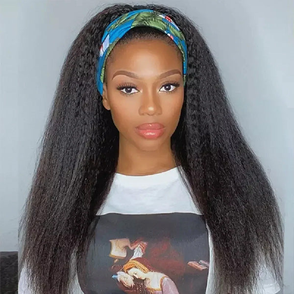 HairHive Affordable Kinky Straight Human Hair Headband Wig Ready To Wear Wig No Glue Needed