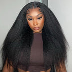 HairHive M-Cap Kinky Straight Pre Cut 9x6 HD Lace Wear Go Glueless Wigs Pre Bleached Tiny Knots Lace Front Wigs