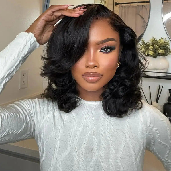 HairHive M-Cap Layered Cut Pre-Styled Wear Go Wigs Pre Cut 9x6 HD Lace Glueless Wig With High Density Bomb Look